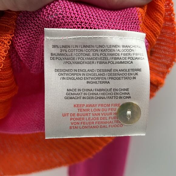 Jumper 1234 Women's Open Weave Colorblock Cardigan - Fuchsia/Neon Orange - 4 NWT - Picture 6 of 7